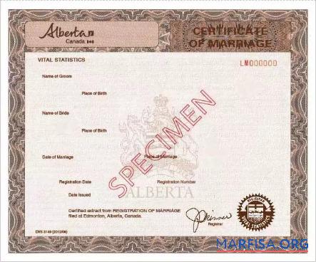 Downloadable Canada Registrar of vital statistics marriage certificate sample